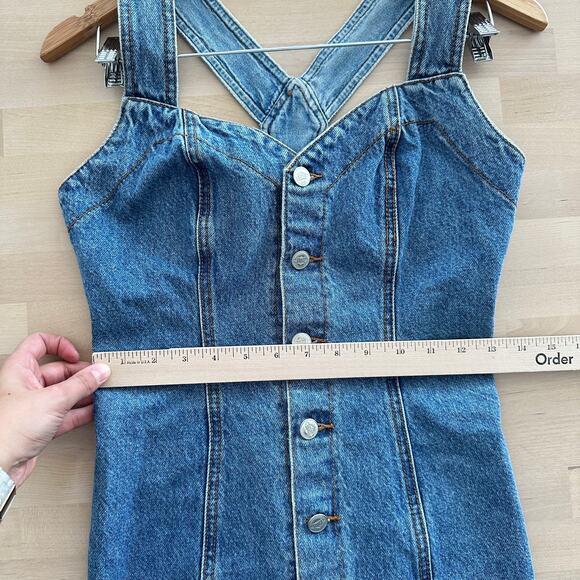 Vintage Denim Dress Womens Small Cowgirl Western Festival Bongo 90s - Picture 11 of 12